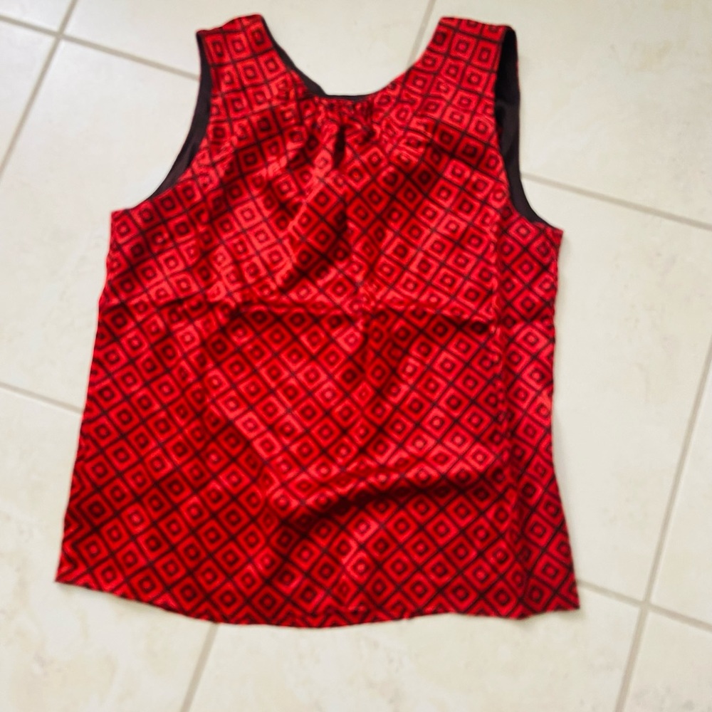 Tory Burch Sleeveless Silk Top in Red